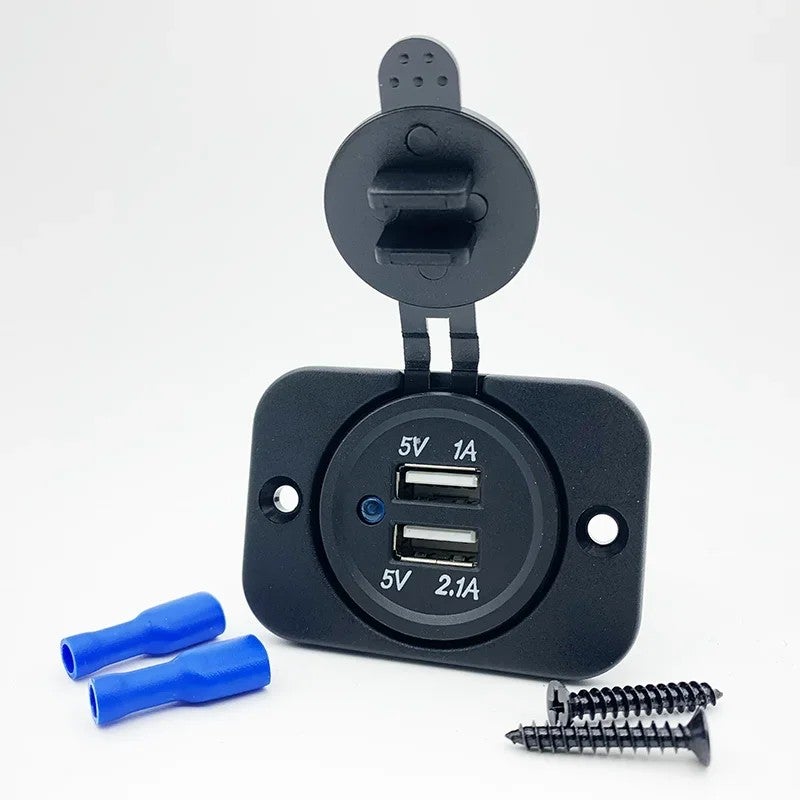 Y&D Dual USB Car Charger 3.1A Fast Charge - Waterproof 12V/24V Socket with LED Light for Boat, RV, Truck, Automobile - Image 2